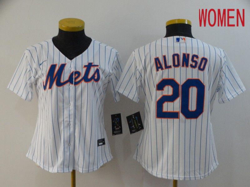 Women New York Mets 20 Alonso White Nike Game MLB Jerseys